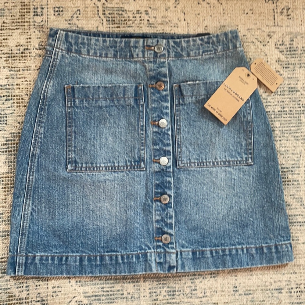 Lucky brand A line denim skirt with button front